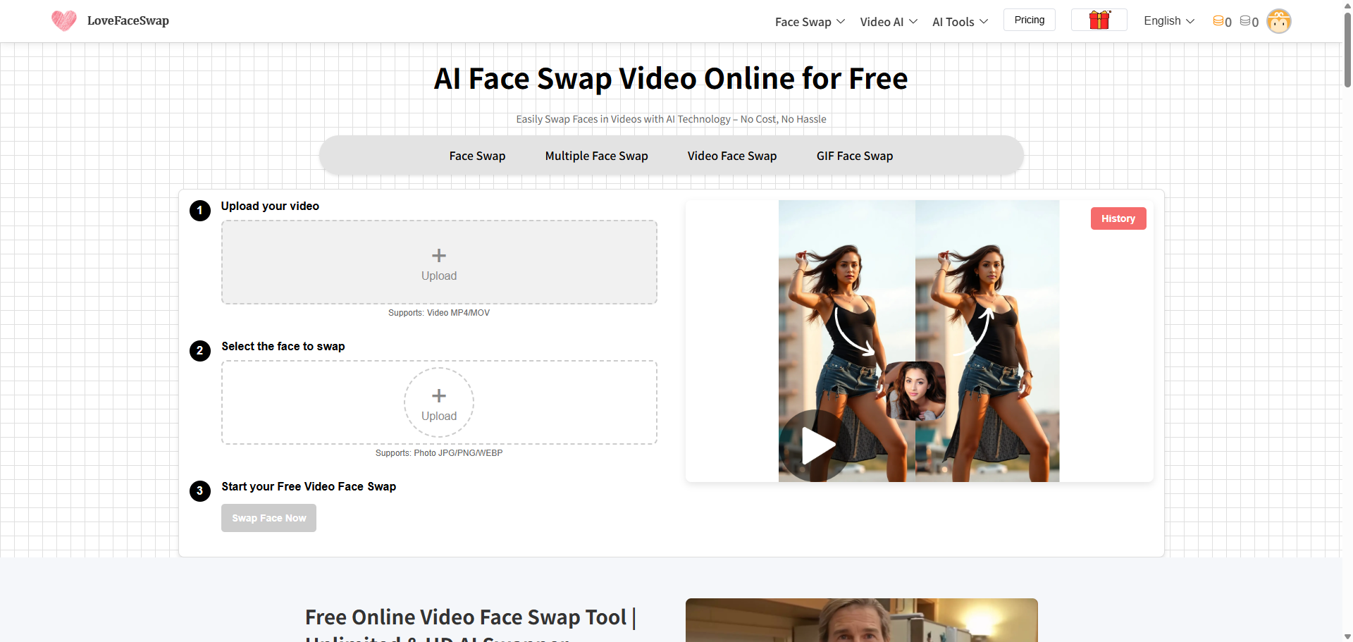 Free video face swap online -lovefaceswap